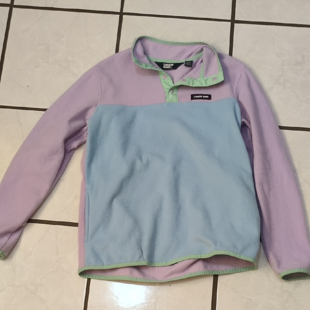 Lands' End Purple and Blue Color-Blocked Sweatshirt